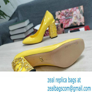 Dolce  &  Gabbana Logo Heel 10.5cm Patent leather Pumps Yellow 2022